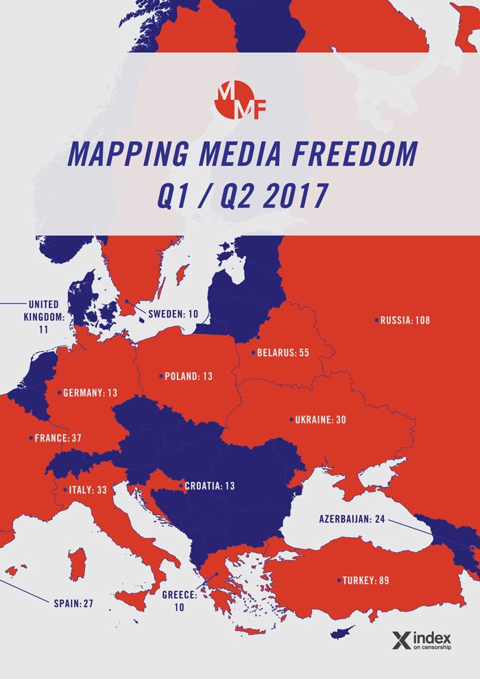 Mapping Media Freedom verifies 571 threats to press freedom in first half of 2017