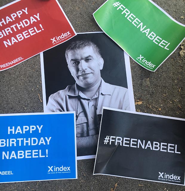 Nabeel Rajab is spending his 54th birthday in a Bahraini prison on politically motivated charges.