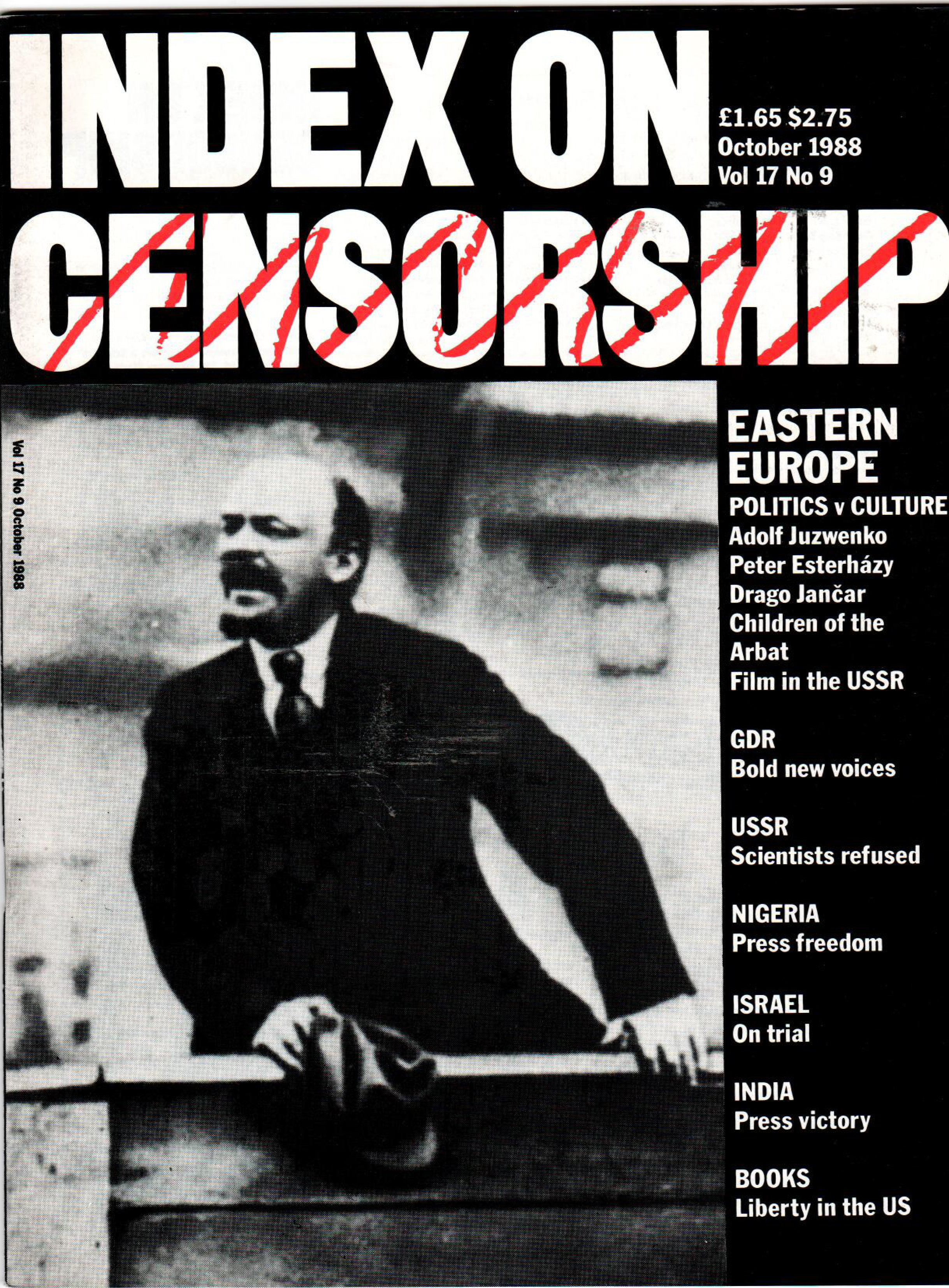 Eastern Europe: Politics v Culture, the October 1988 issue of Index on Censorship magazine.