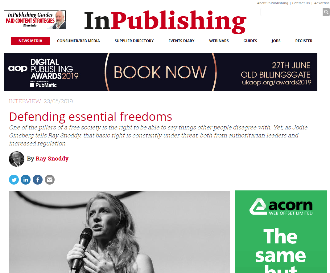 Defending essential freedoms (InPublishing, 23 May 2019)