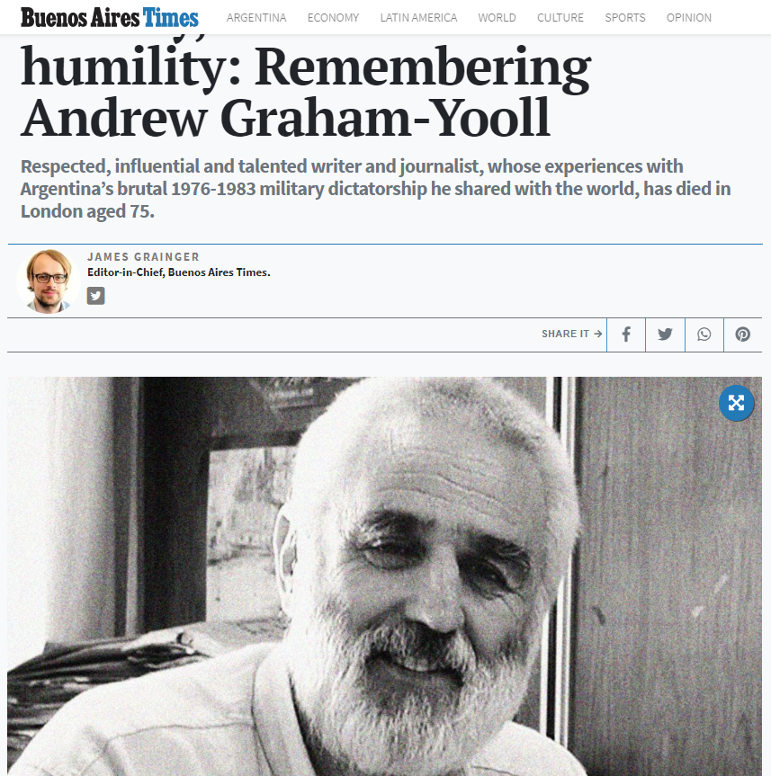 History, humour and humility: Remembering Andrew Graham-Yooll (Buenos Aires Times)
