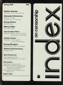The first issue of Index on Censorship magazine, in March 1972