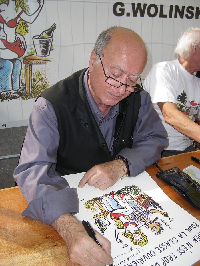The cartoonist Georges Wolinski in 2007. Wolinksi was killed at the Charlie Hebdo office in 2015 aged 80. Credit: Alvaro/Wikimedia Commons